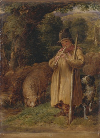 Shepherd Boy Playing a Flute by John Linnell