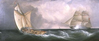 A French Cutter Passing a British Frigate by John Lynn