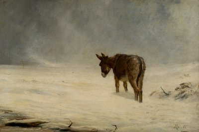 A Donkey in Snow by John MacWhirter