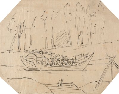 Cattle on a Boat by John Robert Cozens