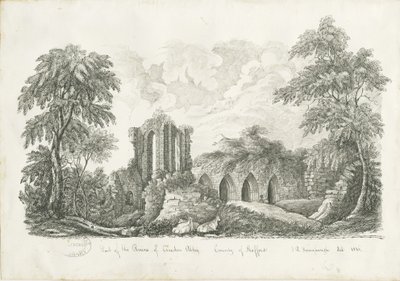 Croxden Abbey: Pen and Ink Drawing by John Robert Fernyhough