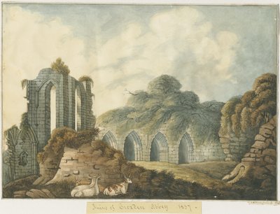 Croxden Abbey: Water Colour Painting by John Robert Fernyhough