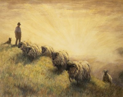 Shepherd Bringing Home his Flock by John Robert Keitley Duff