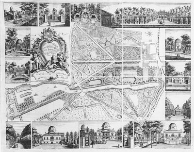 Chiswick House from plan of Chiswick, 1736 by John Rocque