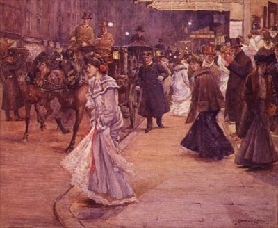 Crowd Outside the Theatre by John Sanderson Wells