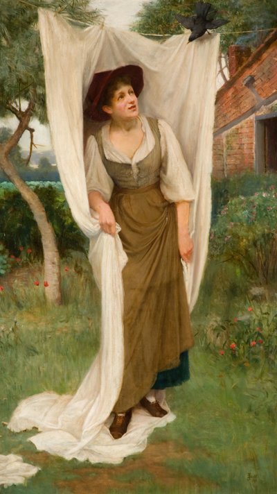 Laundress Startled by a Blackbird by John Scott
