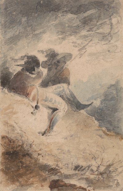 Fantastic Figures Seated on a Mound by John Sell Cotman