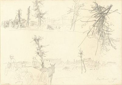 Soldiers in a Devastated Landscape by John Singer Sargent
