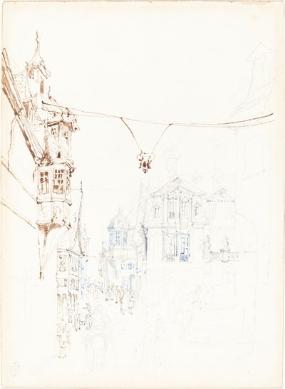 Continental Street Scene by John Skinner Prout