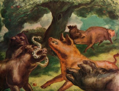 Hogs Killing a Rattlesnake by John Steuart Curry