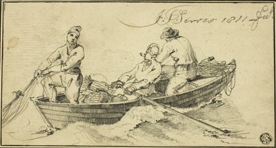 Three Fishermen in a Boat by John Thomas Serres