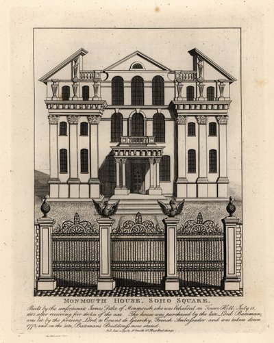 Monmouth House, Soho Square, Demolished 1773 by John Thomas Smith