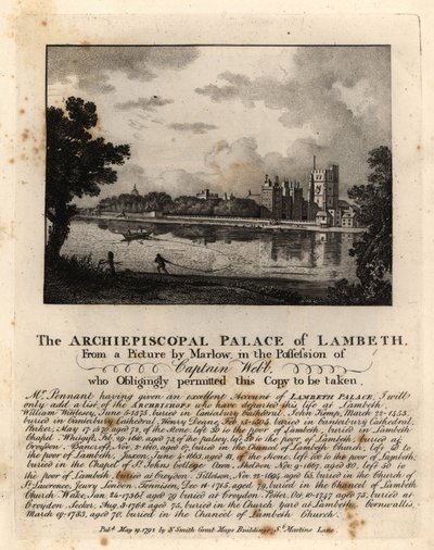 View of Lambeth Palace, London by John Thomas Smith