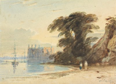 River Landscape with Figures by John Varley