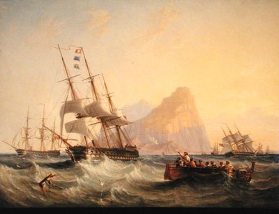 Warships Under Sail at Gibraltar by John Wilson Carmichael
