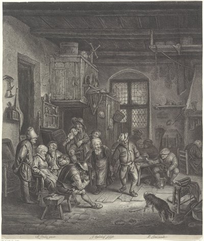 Peasant Interior with Dancing Couple by Jonas Suyderhoef