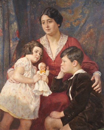 Mrs. Hirsch with Her Children by Josef Engelhart