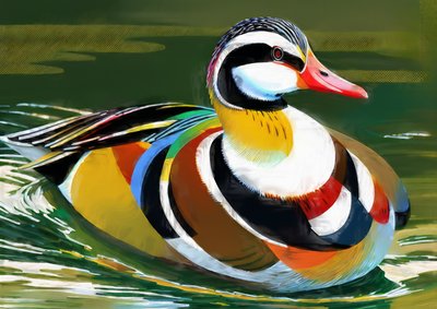 Animals: Mandarin Duck 2 by Josef Johann Michel