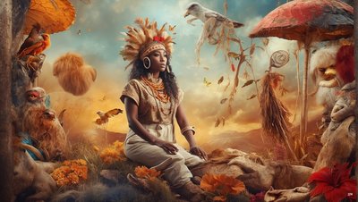 Dreamcore Dreamlike Scene Aborigines 04 by Josef Johann Michel