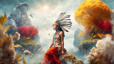 Dreamcore Dreamlike Scene Native American 01 by Josef Johann Michel