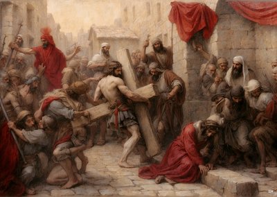 Jesus Carries the Cross through Jerusalem 02 by Josef Johann Michel