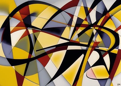 Abstract: Silver-Yellow Curve 3 by Josef Johann Michel