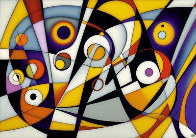Abstract: On White-Circles+Swings 6 by Josef Johann Michel