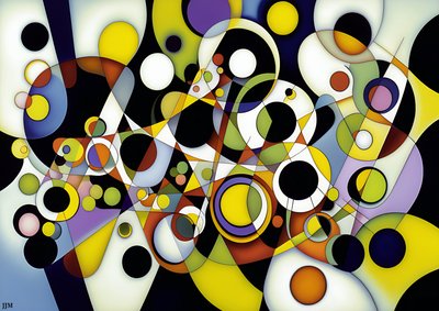 Abstract: On White-Circles+Swings 7 by Josef Johann Michel