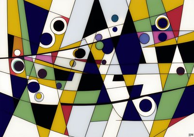 Abstract: On White-Circles+Swings 9 by Josef Johann Michel