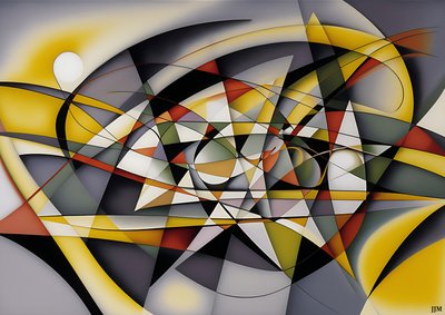 Abstract: Silver-Yellow Curve 5 by Josef Johann Michel