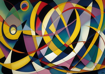 Abstract: Silver-Yellow Curve 7 by Josef Johann Michel