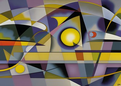 Abstract: Silver-Yellow Curve 9 by Josef Johann Michel