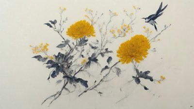 Chrysanthemum Flower in Yellow by Josef Johann Michel