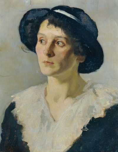 Lady with Black Hat by Josef Wawra