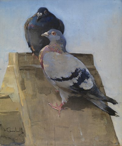 Pigeons on the Roof by Joseph Crawhall