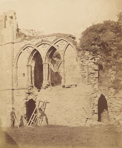 Easby Abbey. The Refectory, 1850s by Joseph Cundall