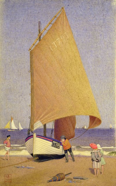 Fishermen Bringing up the Boat, Southwold by Joseph Edward Southall
