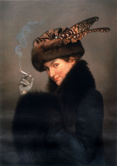 Woman smoking cigarette by Joseph Granie