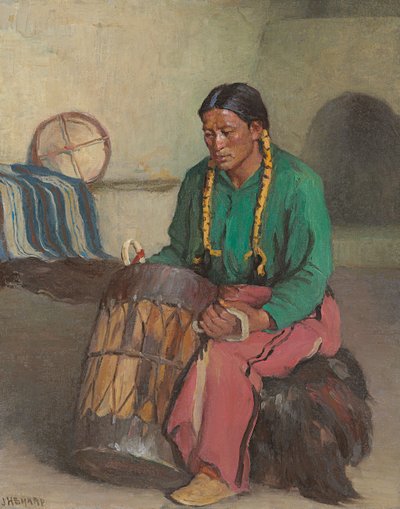 Taos Ceremonial Drum by Joseph Henry Sharp