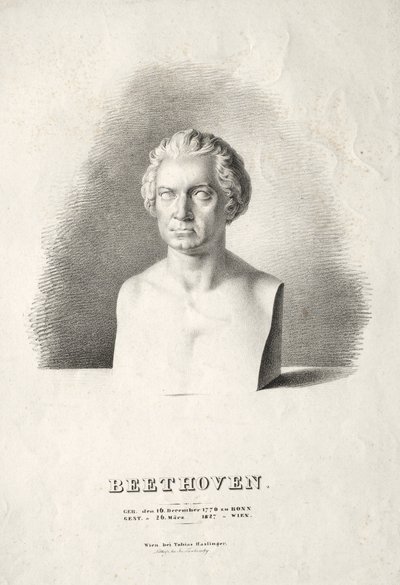 Bust of Ludwig van Beethoven by Joseph Kriehuber