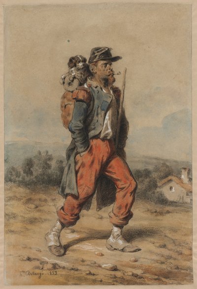 Soldier with Dog by Joseph Louis Hippolyte Bellange