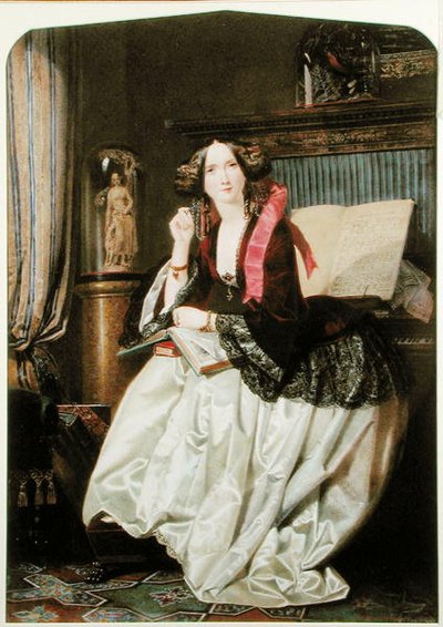 Miss Ashton Seated at the Piano by Joseph Middleton Jopling