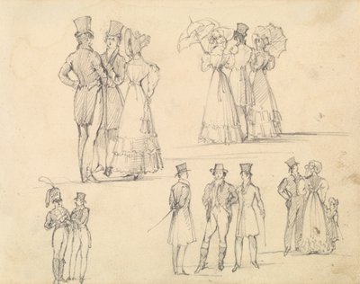 Groups of Men and Women in Conversation by Joseph Nash