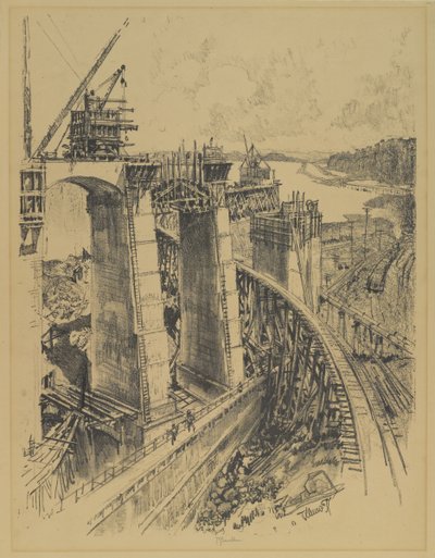 Approaches to Gatun Lock by Joseph Pennell