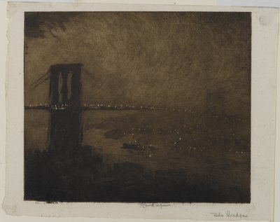 Brooklyn Bridge at Night, 1922 by Joseph Pennell