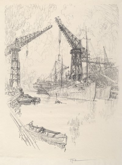 Building Destroyers by Joseph Pennell