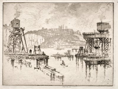 Building Dover Pier by Joseph Pennell