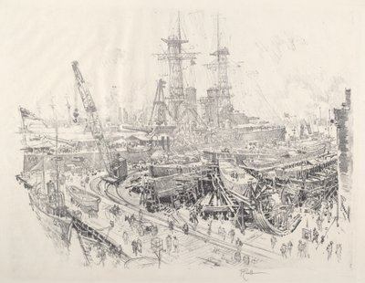 Building Submarine Chasers by Joseph Pennell