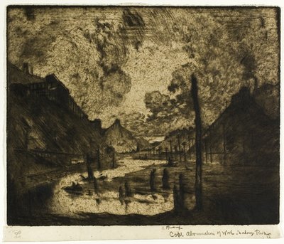Coal—Abomination of Work, Mahanoy River by Joseph Pennell