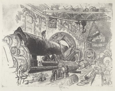 Cutting and Turning a Big Gun by Joseph Pennell